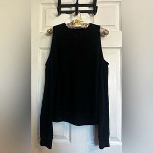 A&F Women's Black Shoulder Cut Out Long Sleeve Top